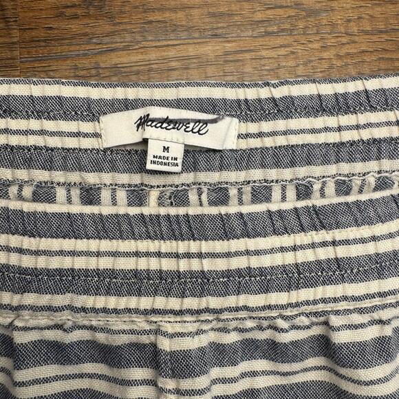 Madewell Oahu Cover-Up Shorts in Stripe White blue pom pom trim MEDIUM cotton - Picture 9 of 9